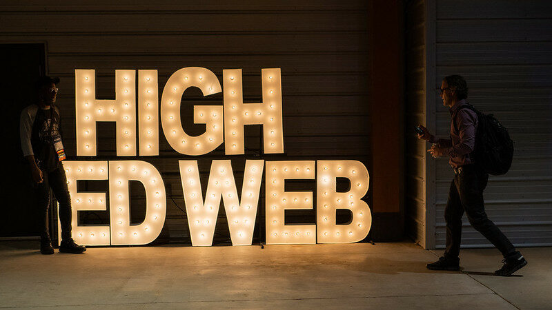 HighEdWeb in lights at the HEWeb22 Big Social Event
